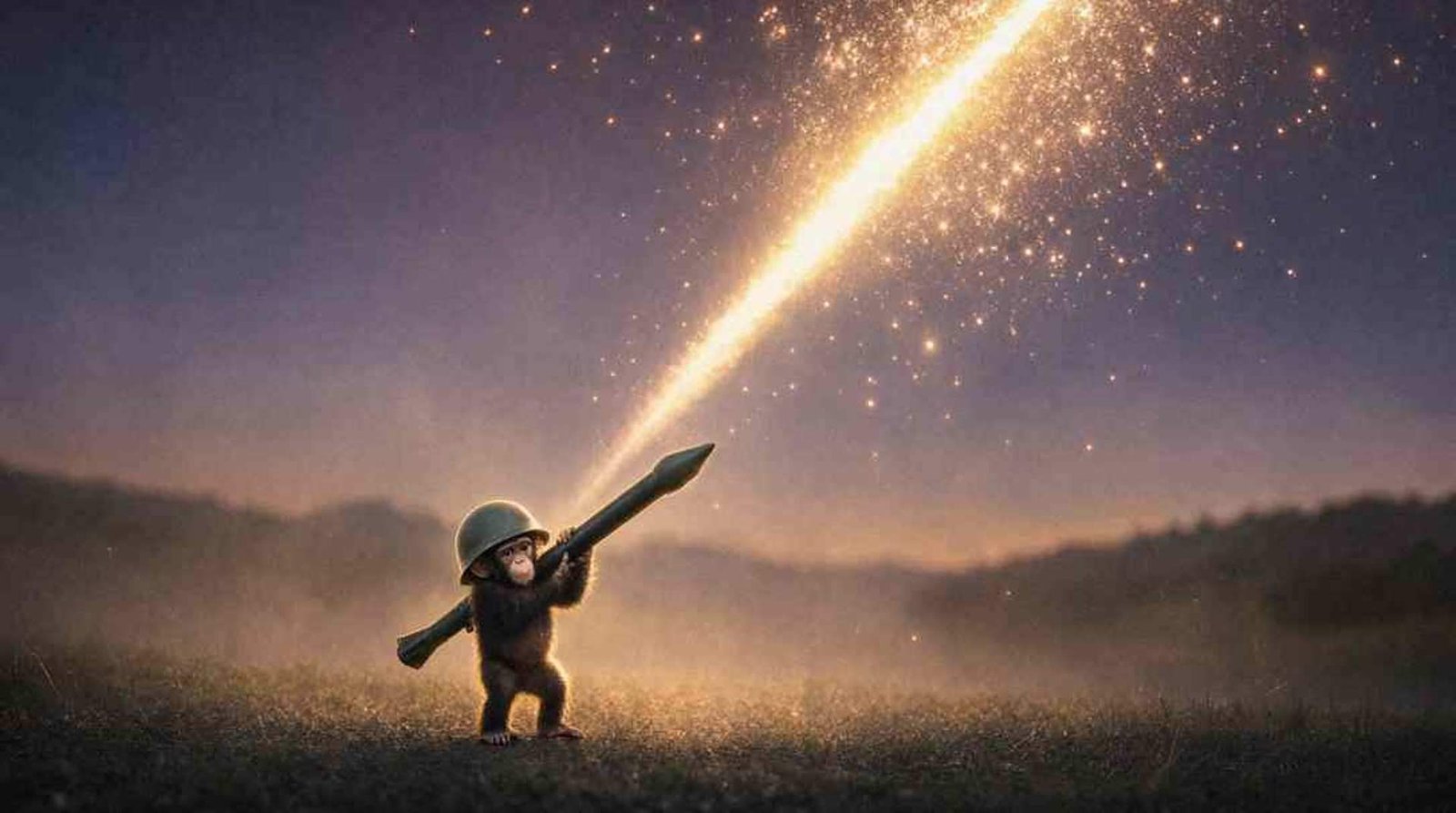 The ape fires into the sky